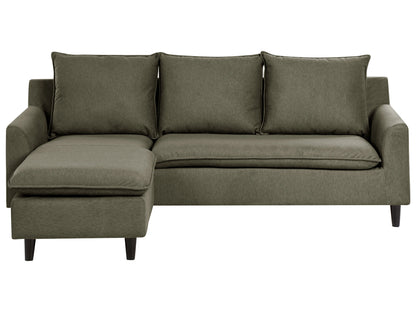  Corner Sofa 3 Seater ELVENES Fabric Dark Green Right Hand