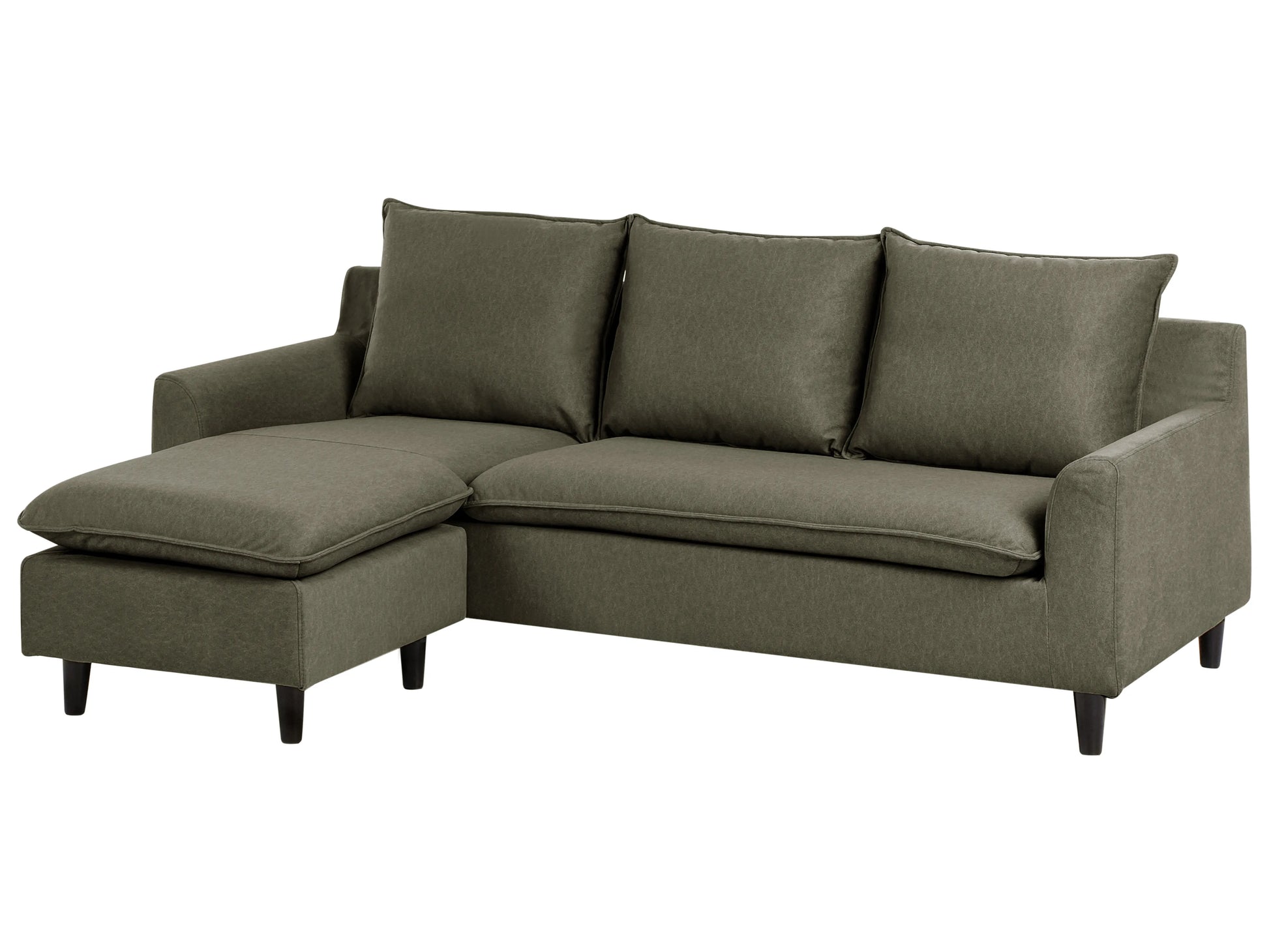  Corner Sofa 3 Seater ELVENES Fabric Dark Green Right Hand