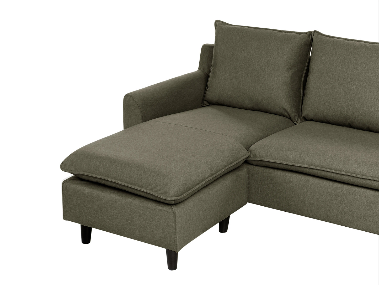  Corner Sofa 3 Seater ELVENES Fabric Dark Green Right Hand
