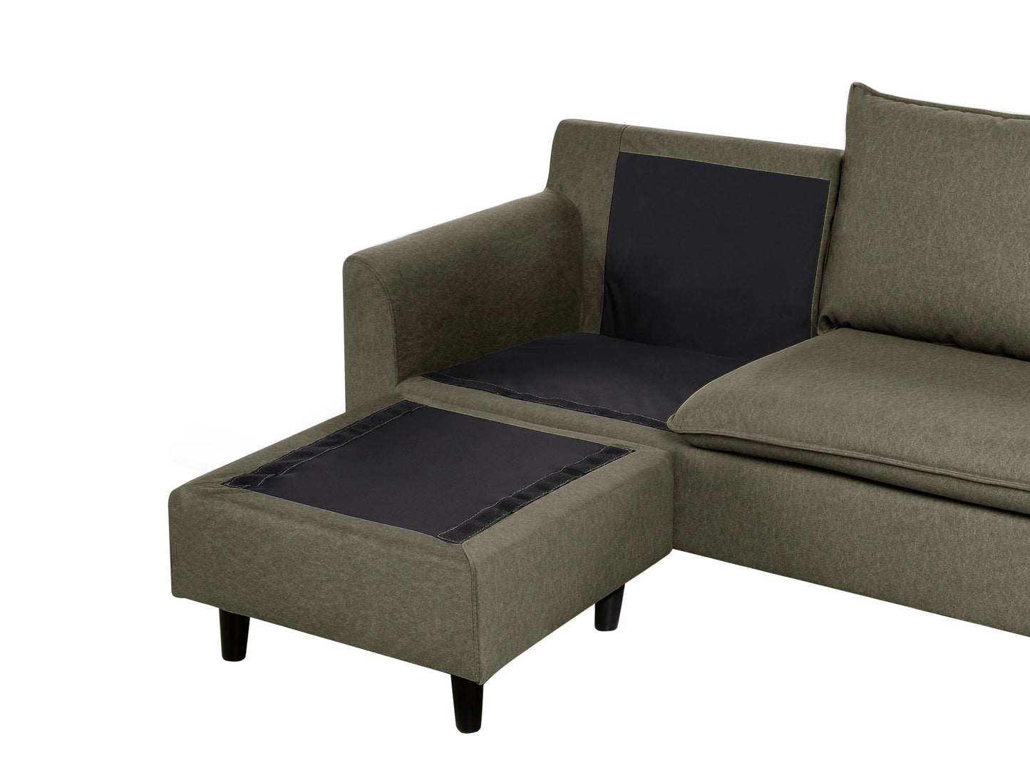  Corner Sofa 3 Seater ELVENES Fabric Dark Green Right Hand