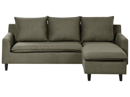  Corner Sofa 3 Seater ELVENES Fabric Dark Green Left Hand