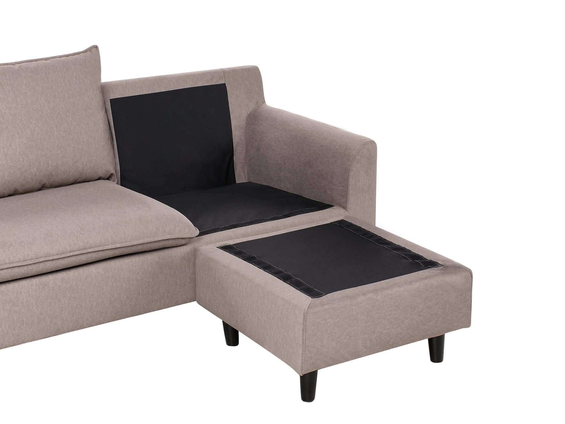  Corner Sofa 3 Seater ELVENES Fabric Taupe Left Hand