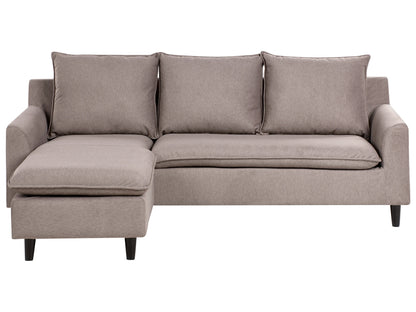  Corner Sofa 3 Seater ELVENES Fabric Taupe Right Hand