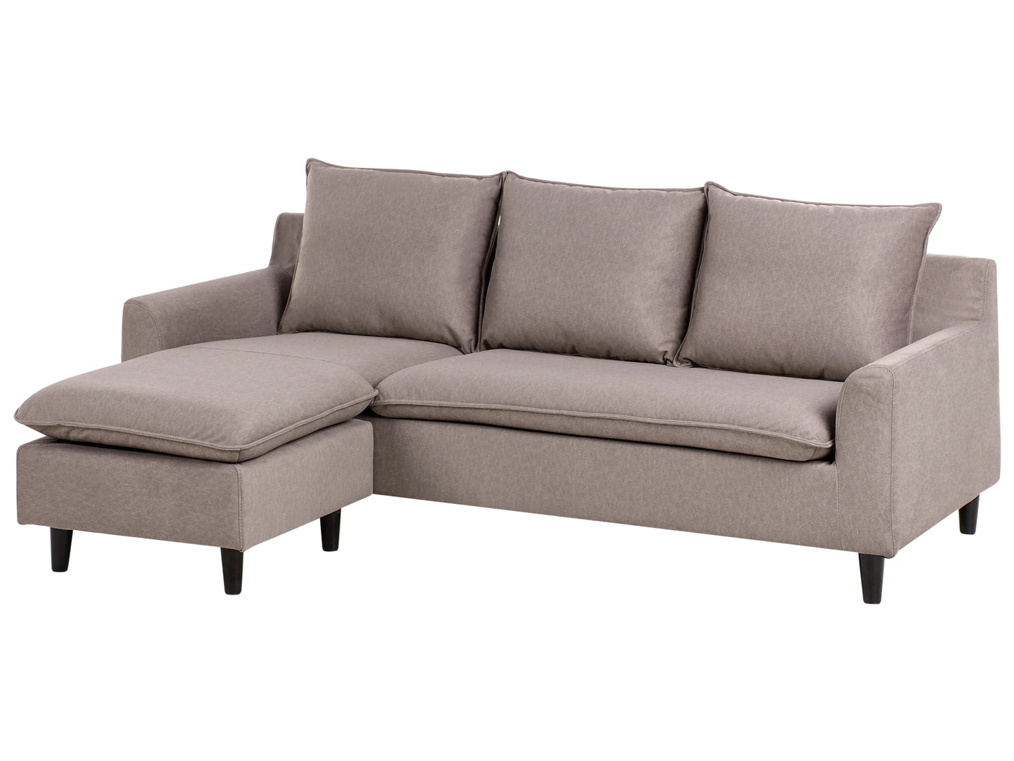  Corner Sofa 3 Seater ELVENES Fabric Taupe Right Hand