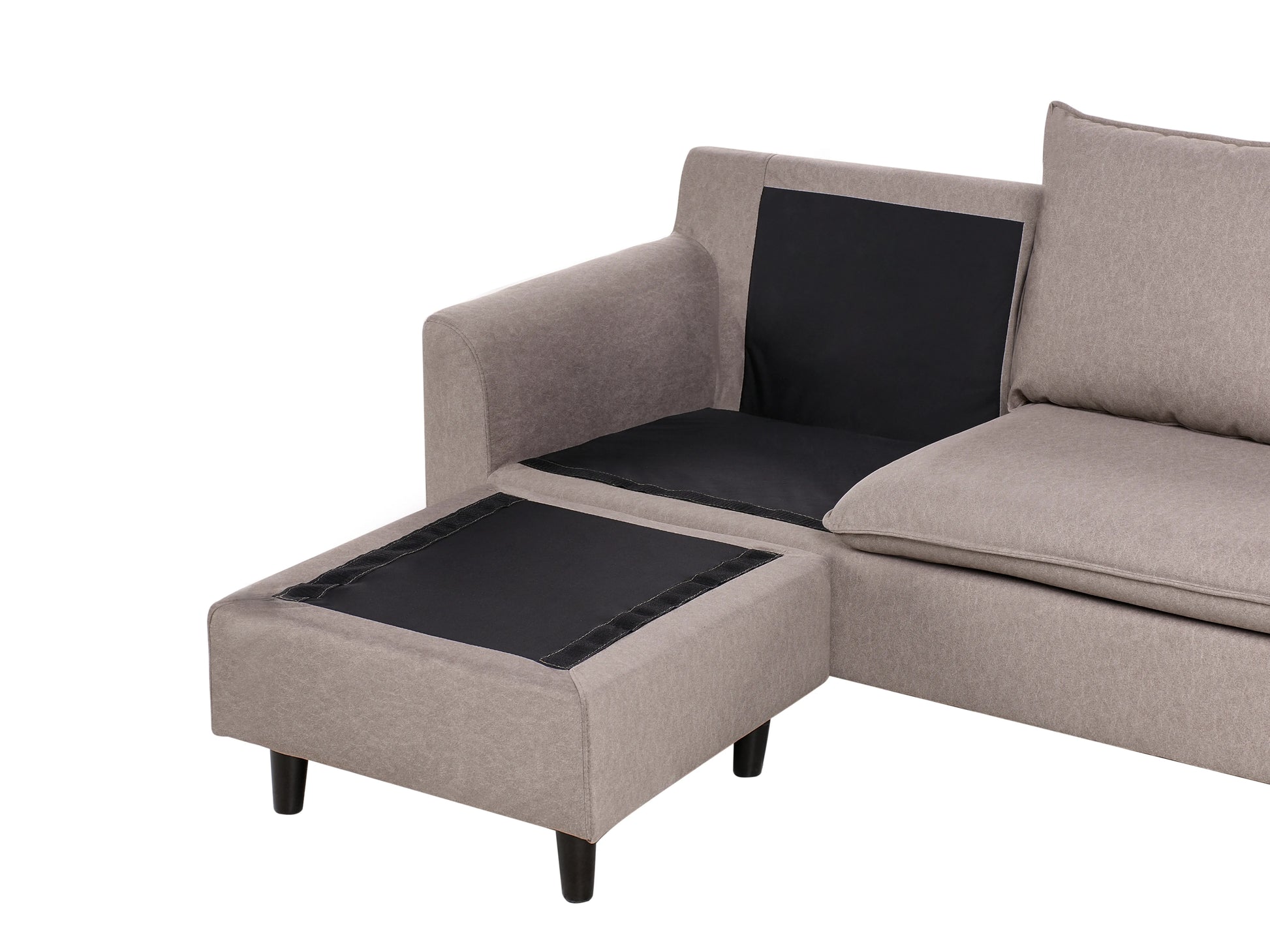  Corner Sofa 3 Seater ELVENES Fabric Taupe Right Hand