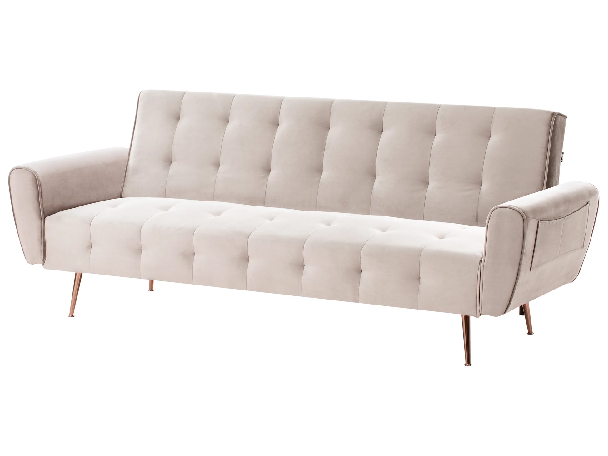  Sofa Bed 3 Seater SELNES Velvet Light Beige
