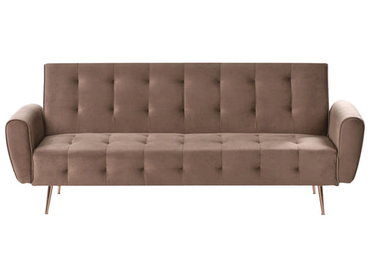  Sofa Bed 3 Seater SELNES Velvet Brown