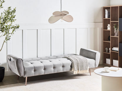  Sofa Bed 3 Seater SELNES Velvet Light Grey