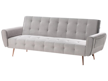 Sofa Bed 3 Seater SELNES Velvet Light Grey