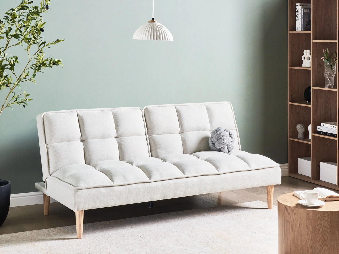  Sofa Bed 3 Seater SILJAN Fabric Off-White