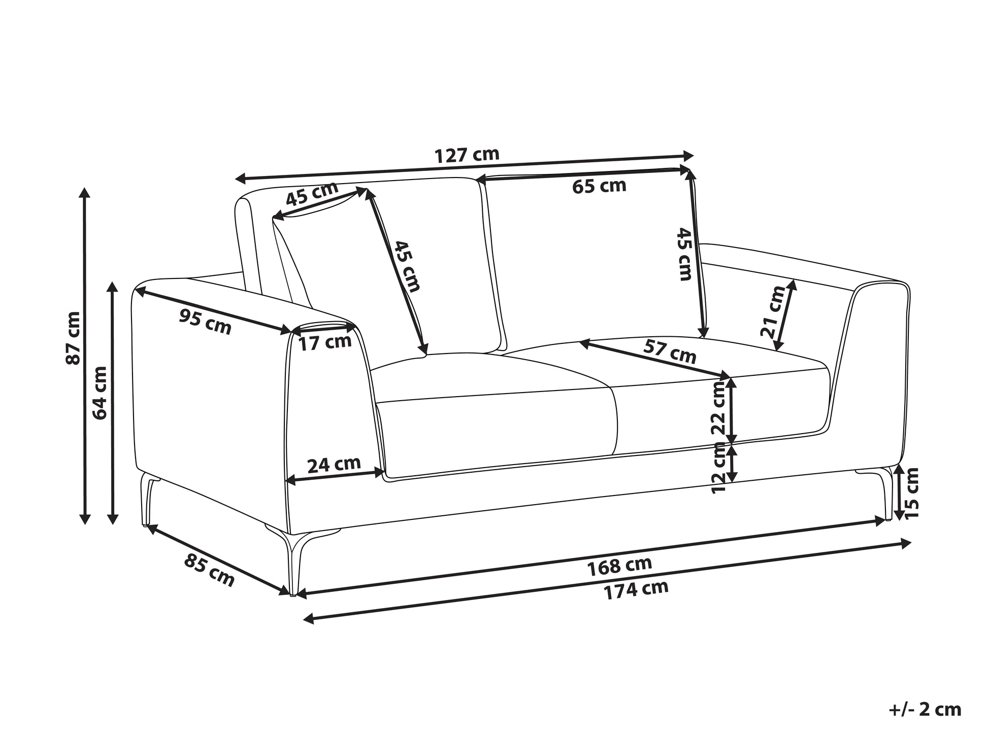  2 Seater REINEN Fabric White