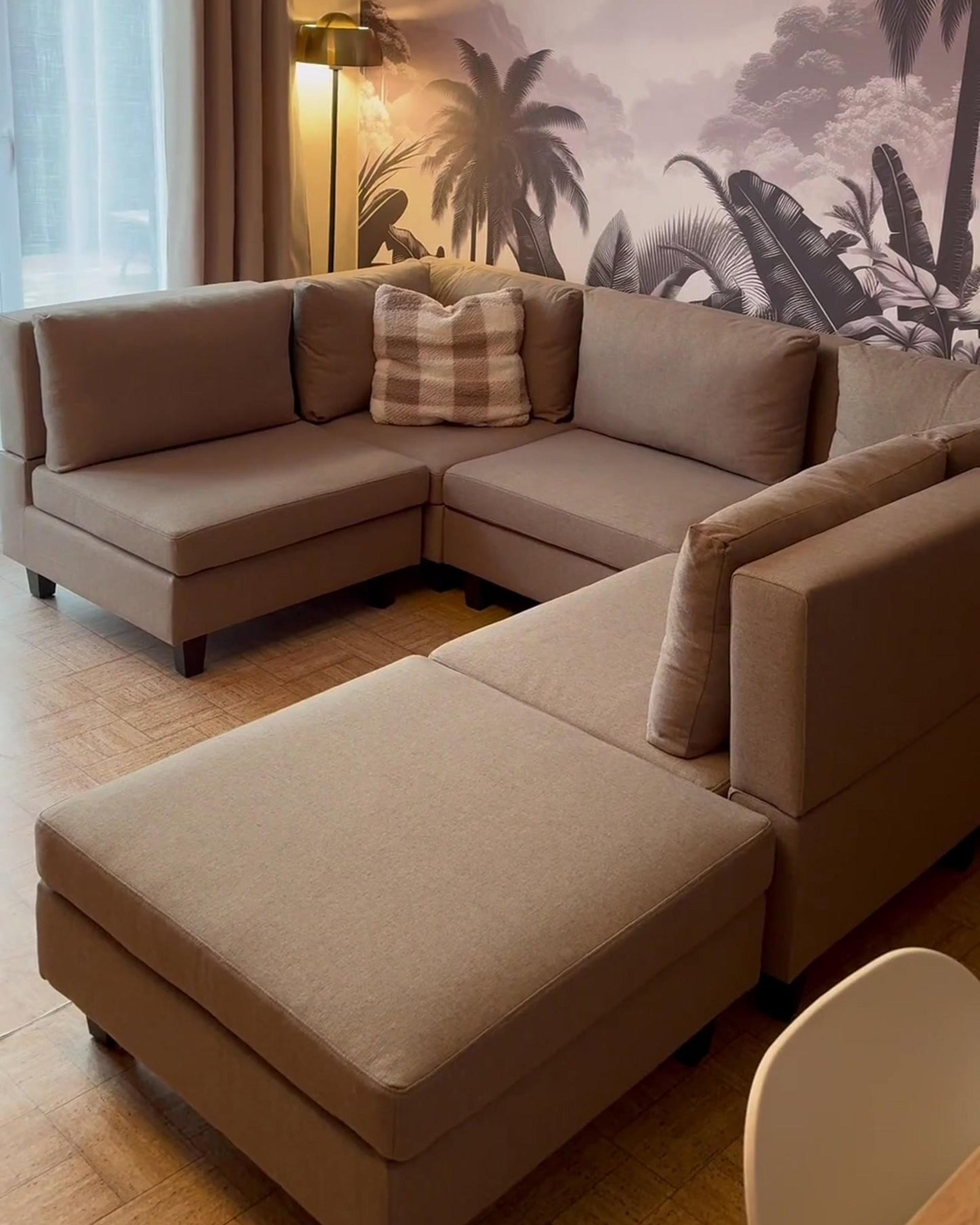 1-Seat Section UNSTAD Fabric Brown