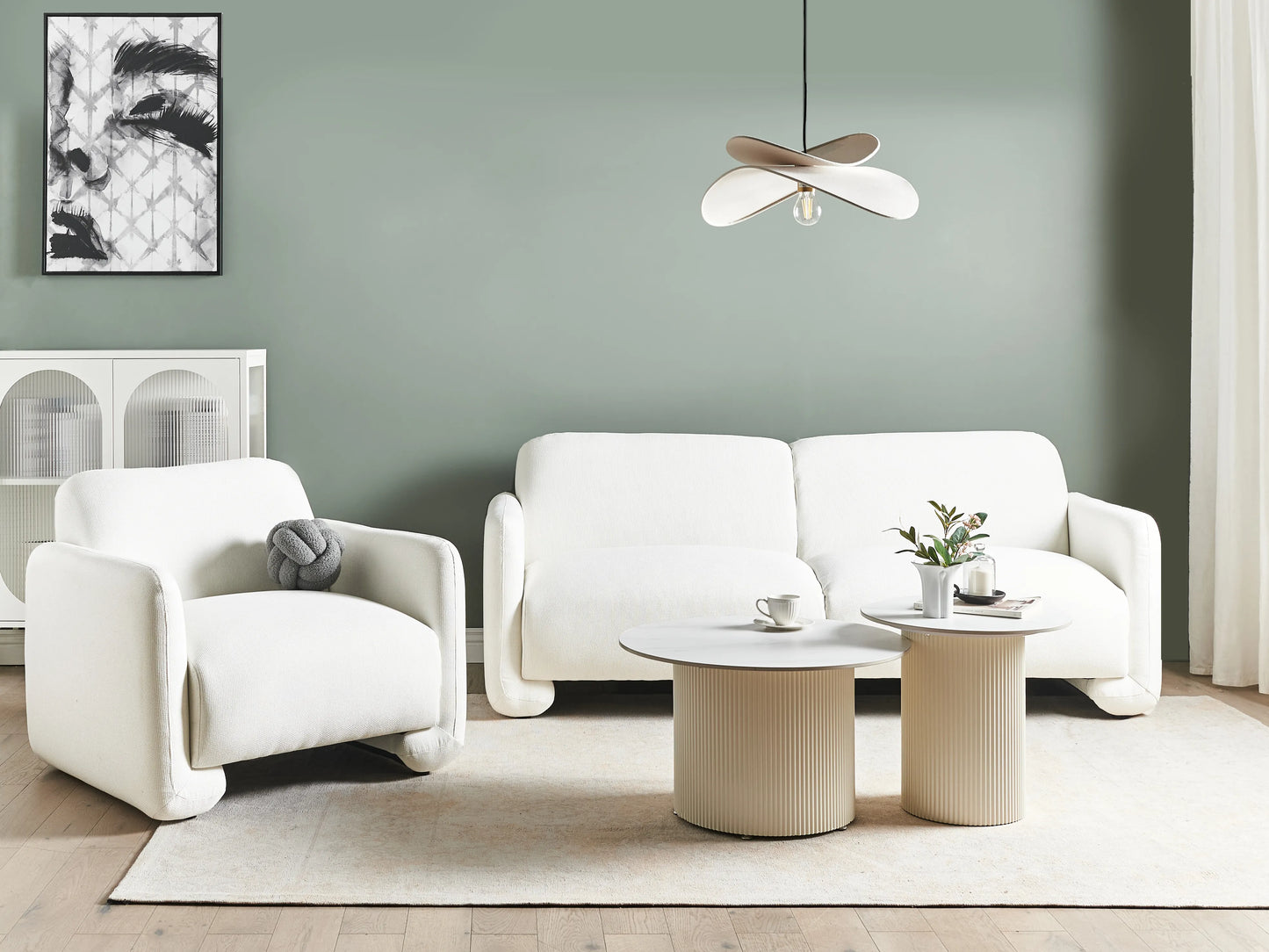  Sofa 3 Seater SALAND Fabric White