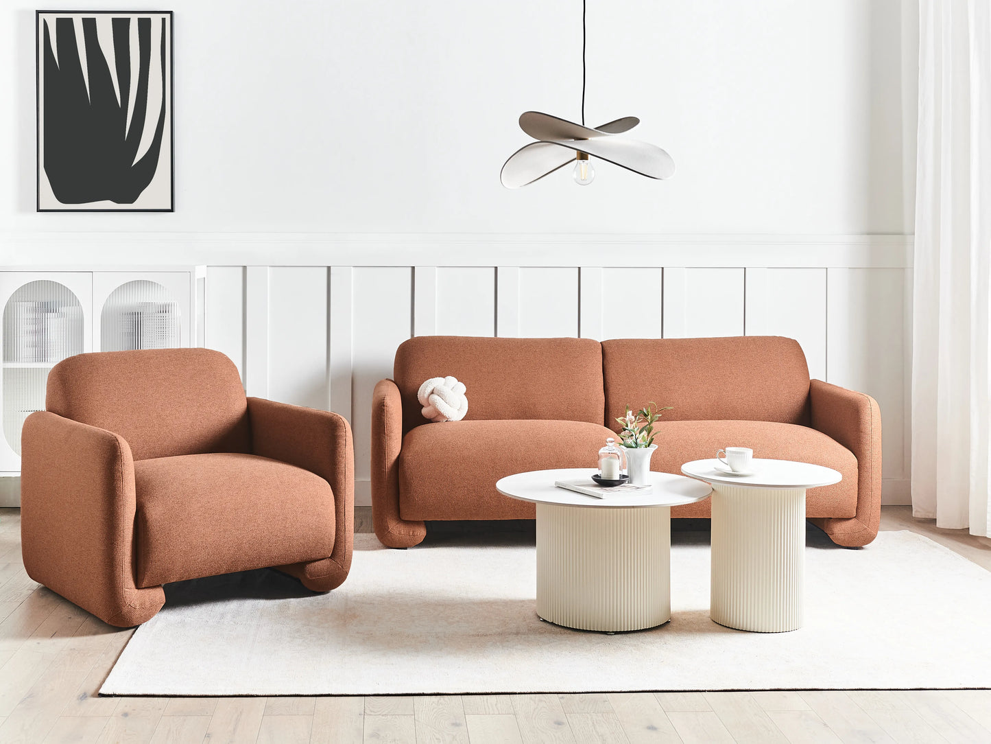  Sofa 3 Seater SALAND Fabric Golden Brown