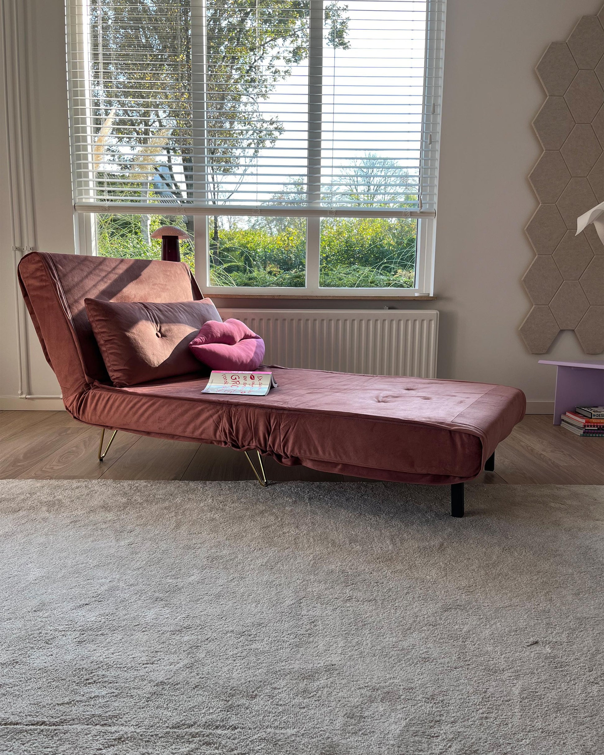  Sofa Bed 2 Seater VESTFOLD Velvet Pink