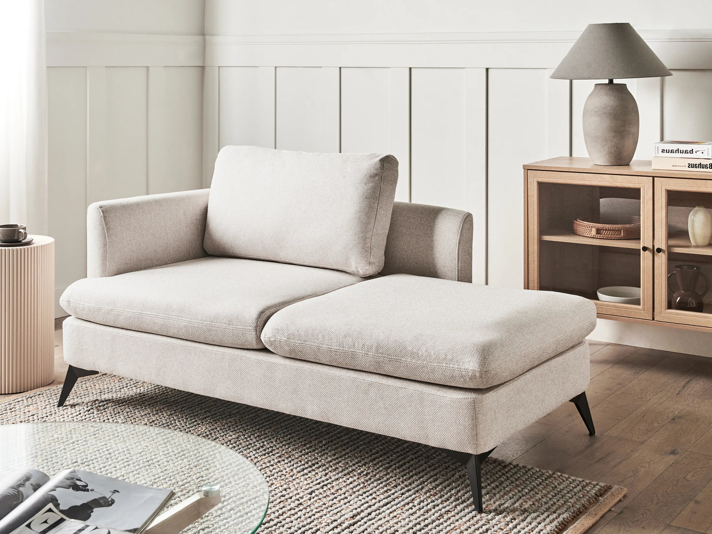  Left-Hand Chaise Lounge SIEVOZ Fabric Light Beige