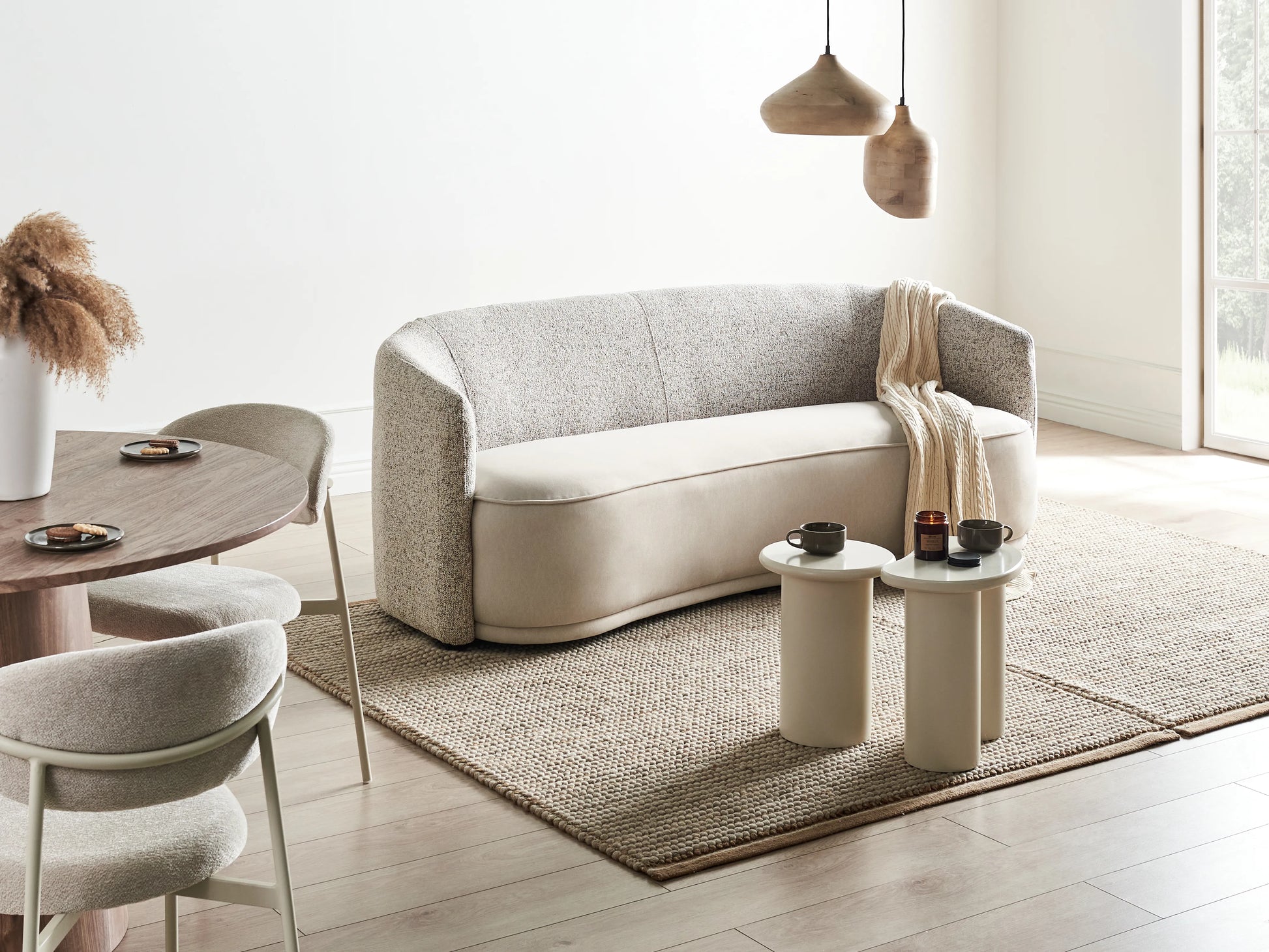  3 Seater ROSET Fabric Light Beige