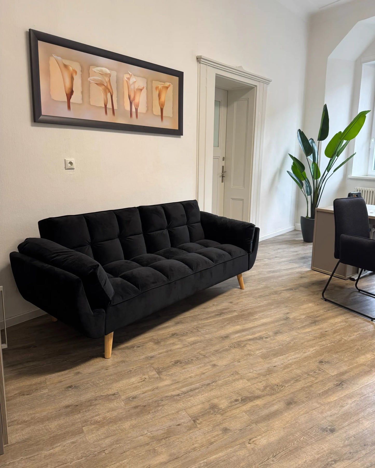  Sofa Bed 3 Seater ASBY Velvet Black