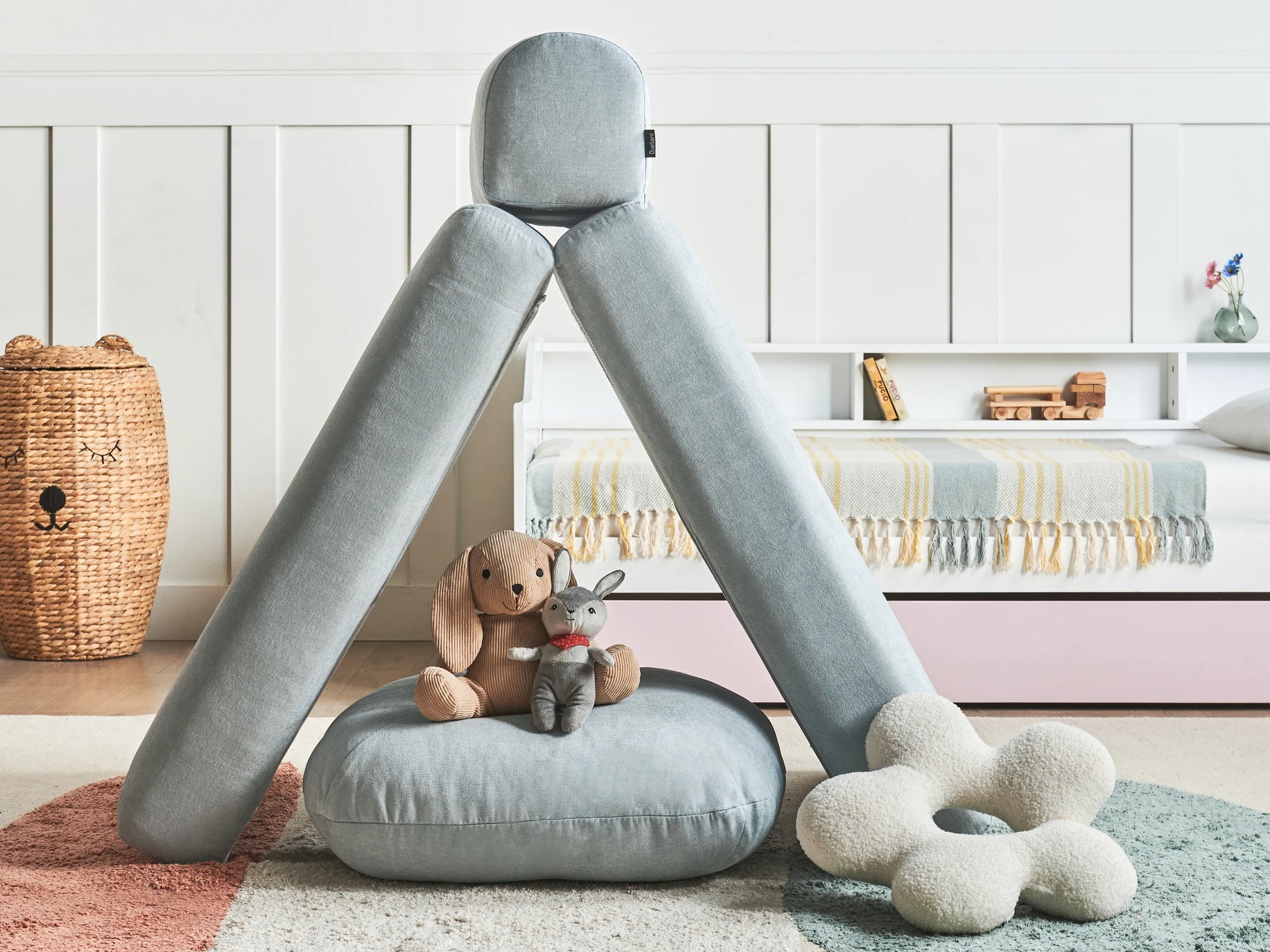  Single Sofa Bed OLDEN Chenille Light Blue