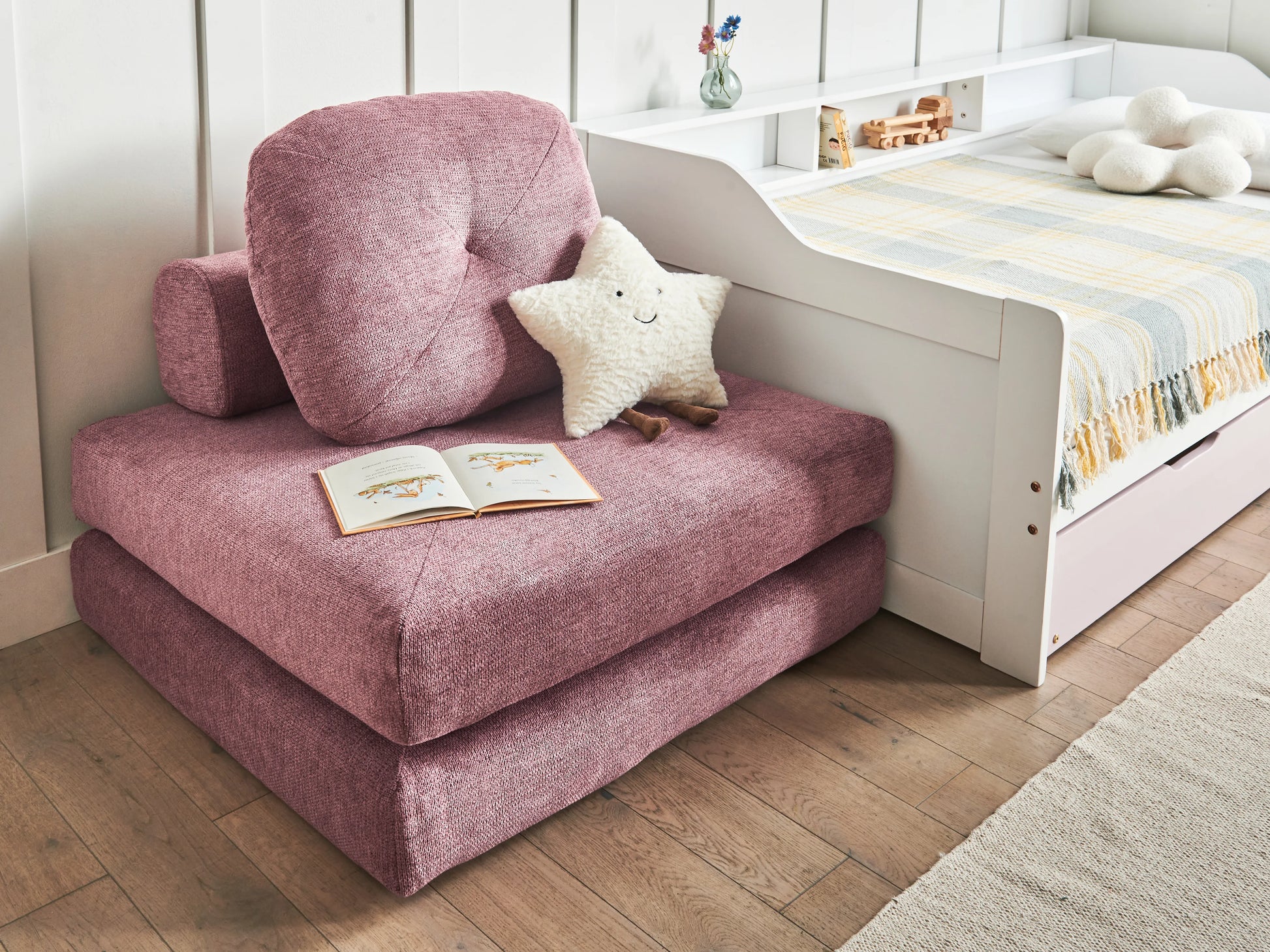  Single Sofa Bed OLDEN Fabric Pink