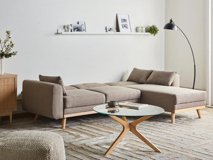  Corner Sofa Bed 3 Seater KAARINA Fabric Light Brown Left Hand