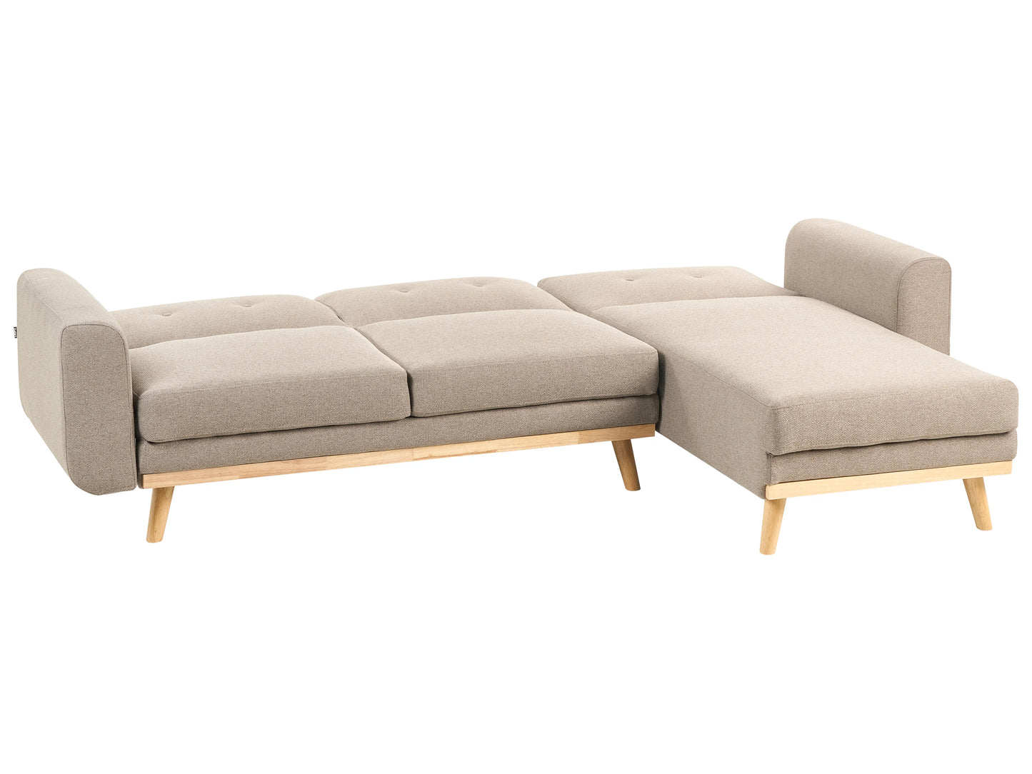  Corner Sofa Bed 3 Seater KAARINA Fabric Light Brown Left Hand