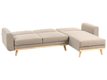  Corner Sofa Bed 3 Seater KAARINA Fabric Light Brown Left Hand