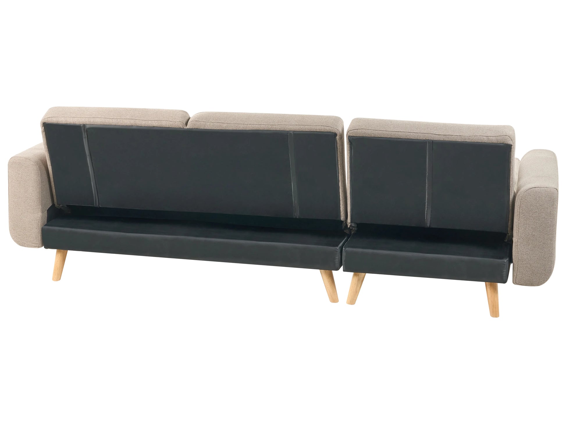  Corner Sofa Bed 3 Seater KAARINA Fabric Light Brown Left Hand