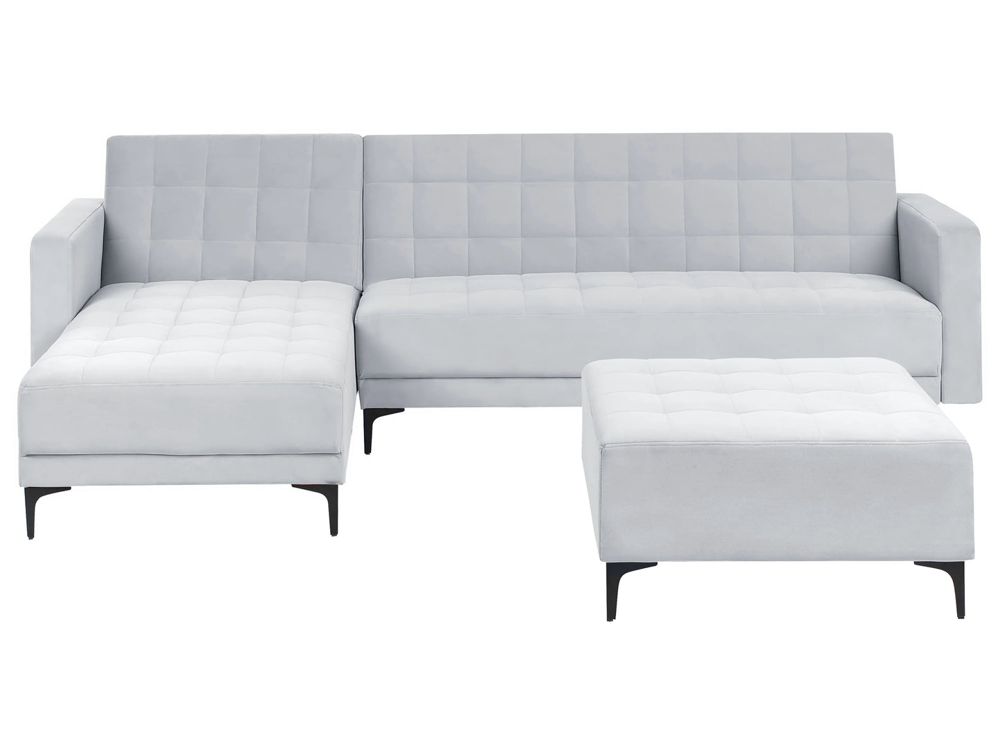  Modular Corner Sofa Bed 4 Seater ABERDEEN Velvet Light Grey Right Hand
