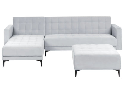 Modular Corner Sofa Bed 4 Seater ABERDEEN Velvet Light Grey Right Hand