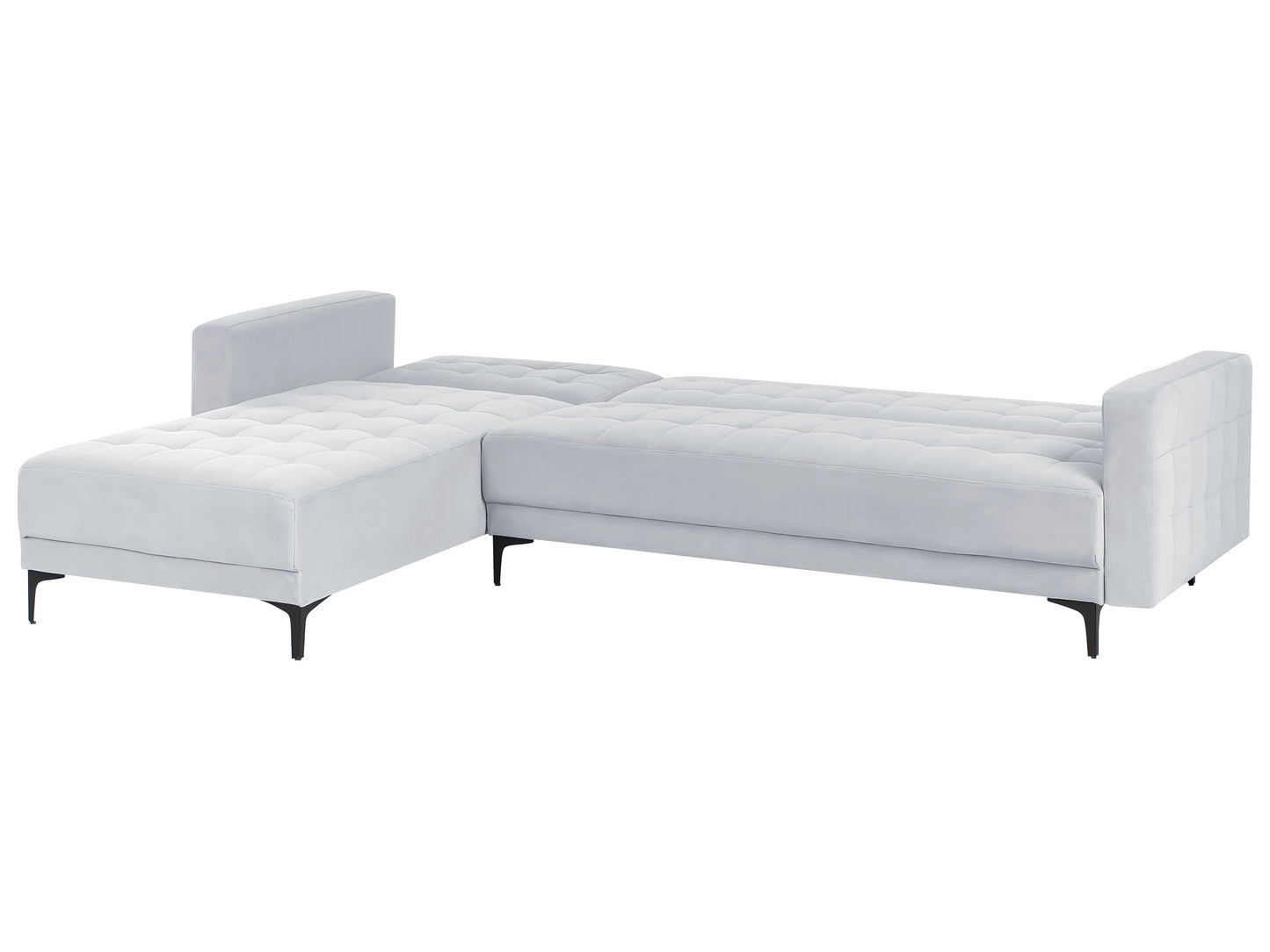  Modular Corner Sofa Bed 4 Seater ABERDEEN Velvet Light Grey Right Hand