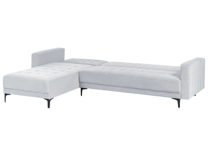  Modular Corner Sofa Bed 4 Seater ABERDEEN Velvet Light Grey Right Hand