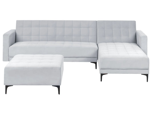  Modular Corner Sofa Bed 4 Seater ABERDEEN Velvet Light Grey Left Hand