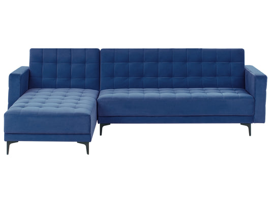  Modular Corner Sofa Bed 4 Seater ABERDEEN Velvet Blue Right Hand