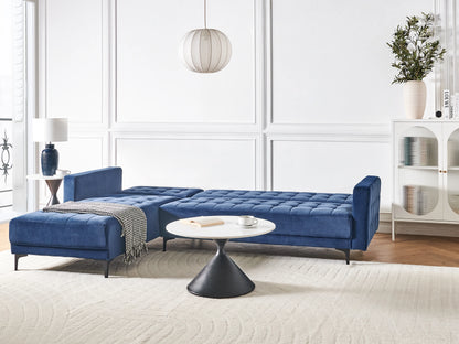 Modular Corner Sofa Bed 4 Seater ABERDEEN Velvet Blue Right Hand