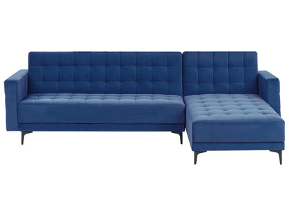  Modular Corner Sofa Bed 4 Seater ABERDEEN Velvet Blue Left Hand