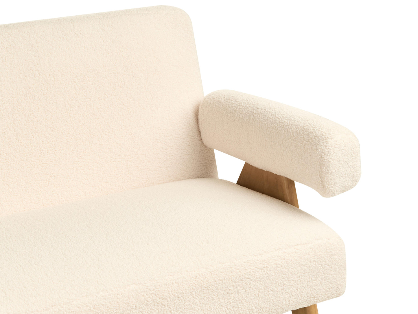  Living Room Set TAMRE Boucle Off-White/ Light Brown