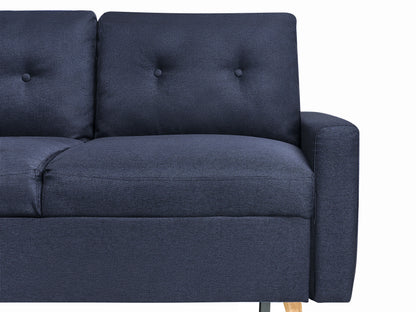  Corner Sofa Bed 4 Seater FLAKK Fabric Navy Blue With Storage Right Hand