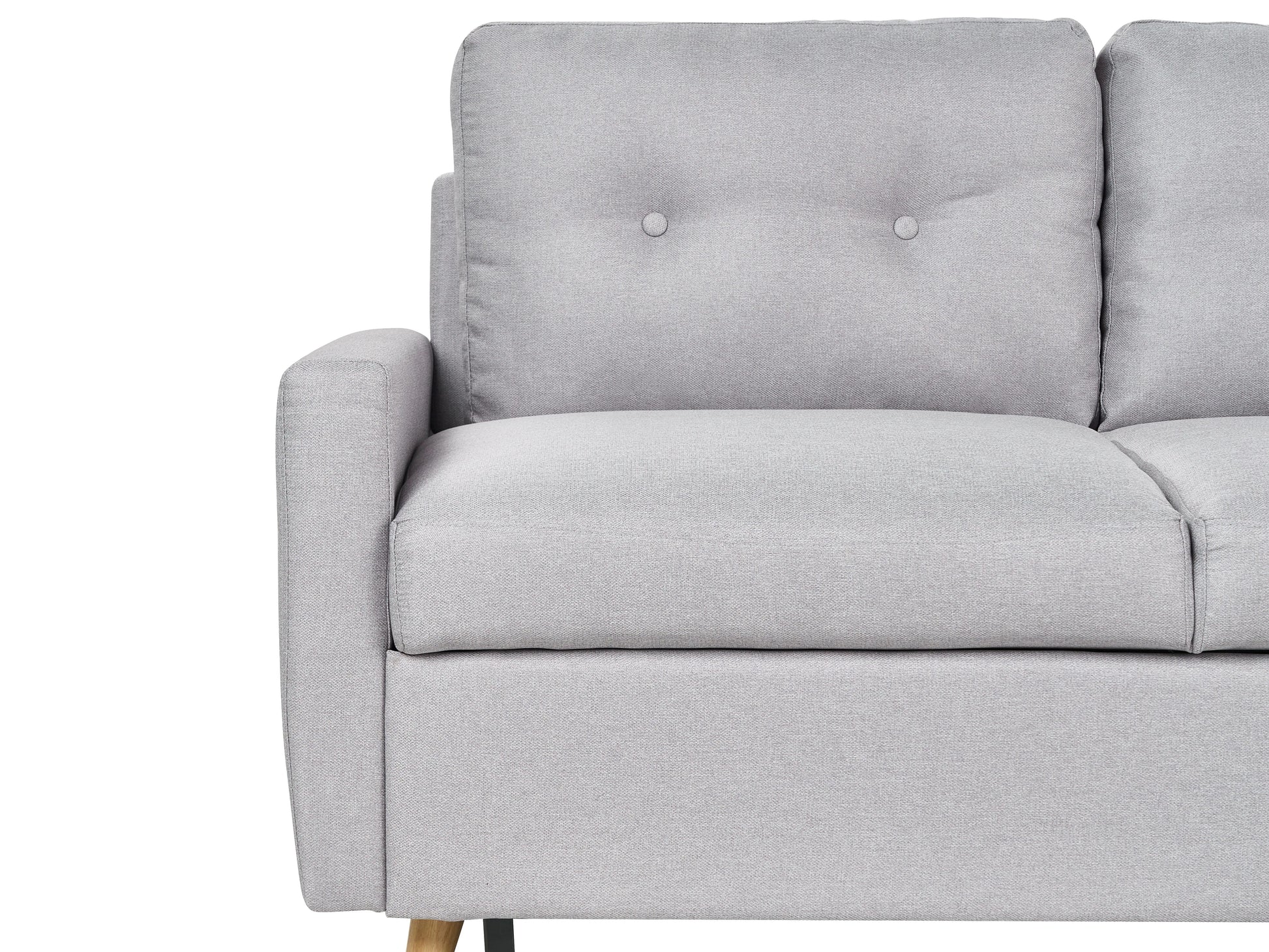  Corner Sofa Bed 4 Seater FLAKK Fabric Light Grey With Storage Left Hand