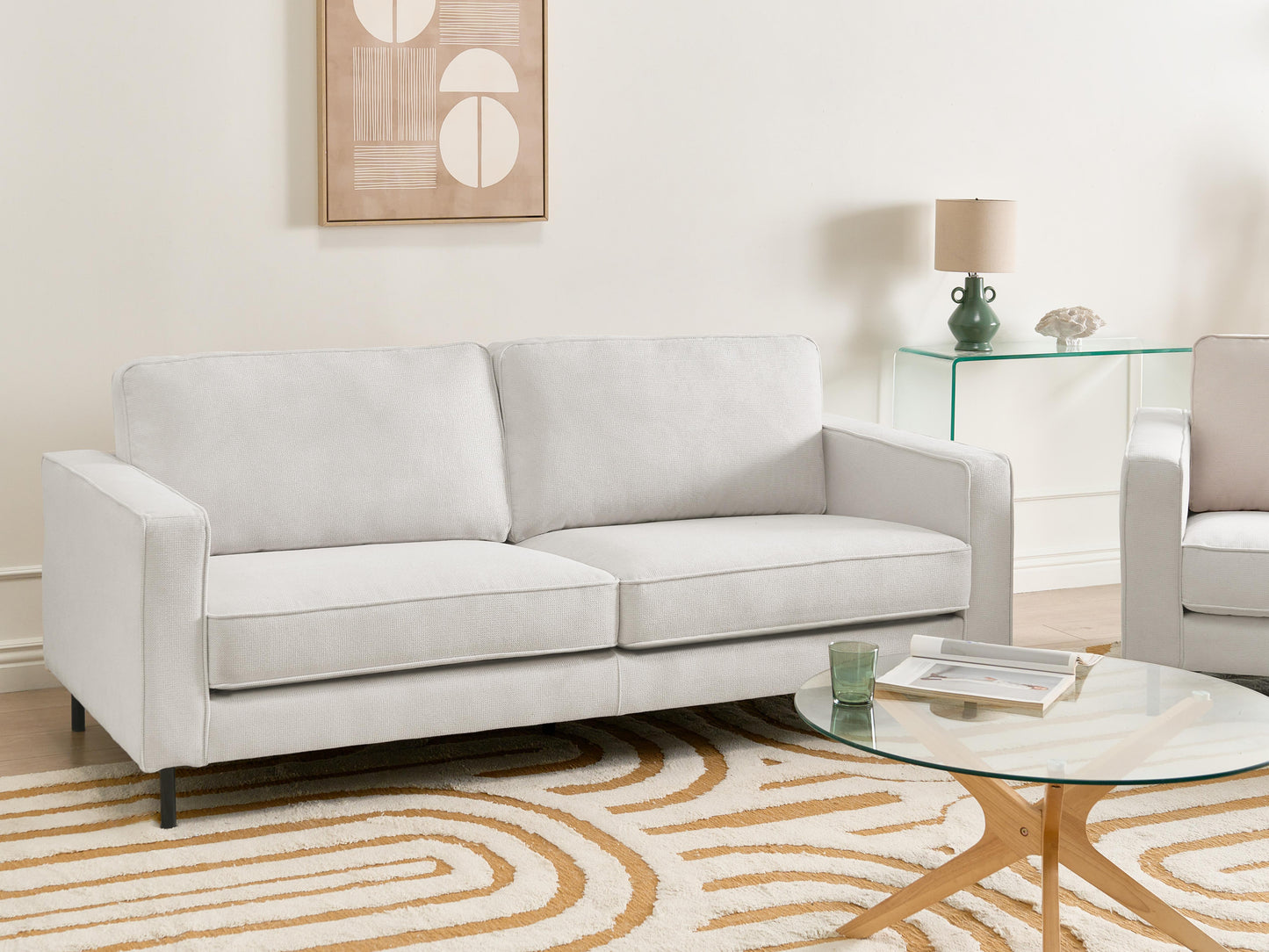  Sofa 3 Seater SAVALEN Fabric Off-White